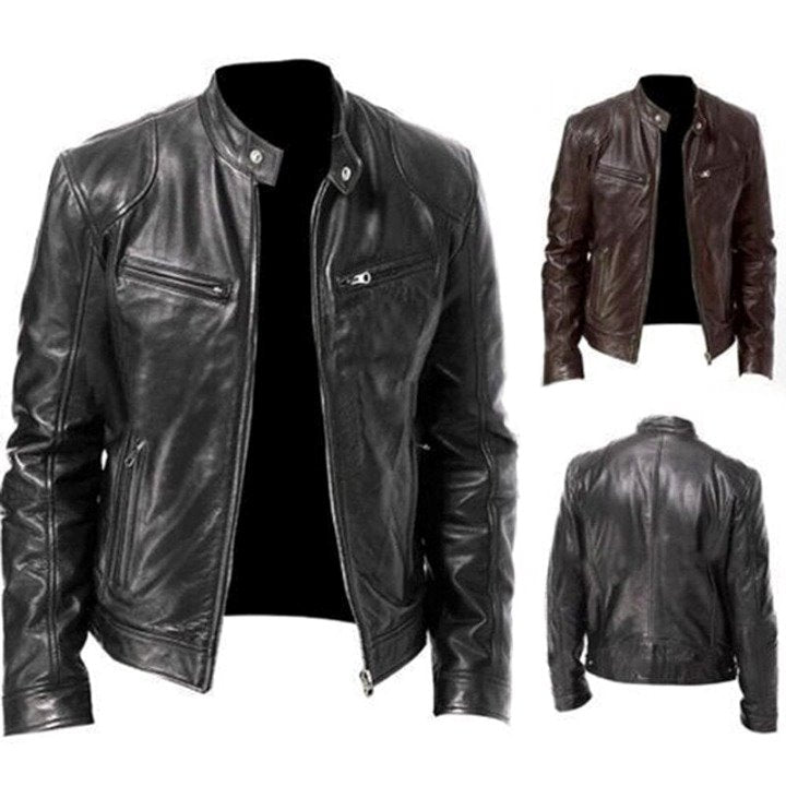Jaqueta Masculina de Couro Vintage JCM27 - Jaqueta Masculina de Couro Vintage Casa Tech 