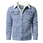 Jaqueta Masculina Jeans Forrada com Pelo JQM03 - Jaqueta Masculina Jeans Forrada com Pelo Casa Tech Loja Azul Claro P 