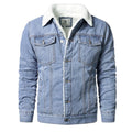 Jaqueta Masculina Jeans Forrada com Pelo JQM03 - Jaqueta Masculina Jeans Forrada com Pelo Casa Tech Loja Azul Claro P 