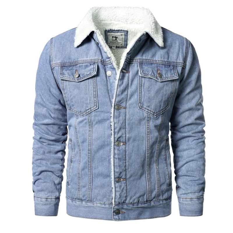 Jaqueta Masculina Jeans Forrada com Pelo JQM03 - Jaqueta Masculina Jeans Forrada com Pelo Casa Tech Loja Azul Claro P 