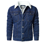 Jaqueta Masculina Jeans Forrada com Pelo JQM03 - Jaqueta Masculina Jeans Forrada com Pelo Casa Tech Loja Azul P 