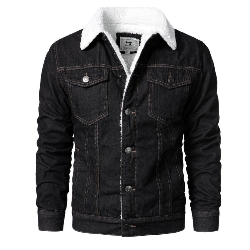Jaqueta Masculina Jeans Forrada com Pelo JQM03 - Jaqueta Masculina Jeans Forrada com Pelo Casa Tech Loja Preto P 