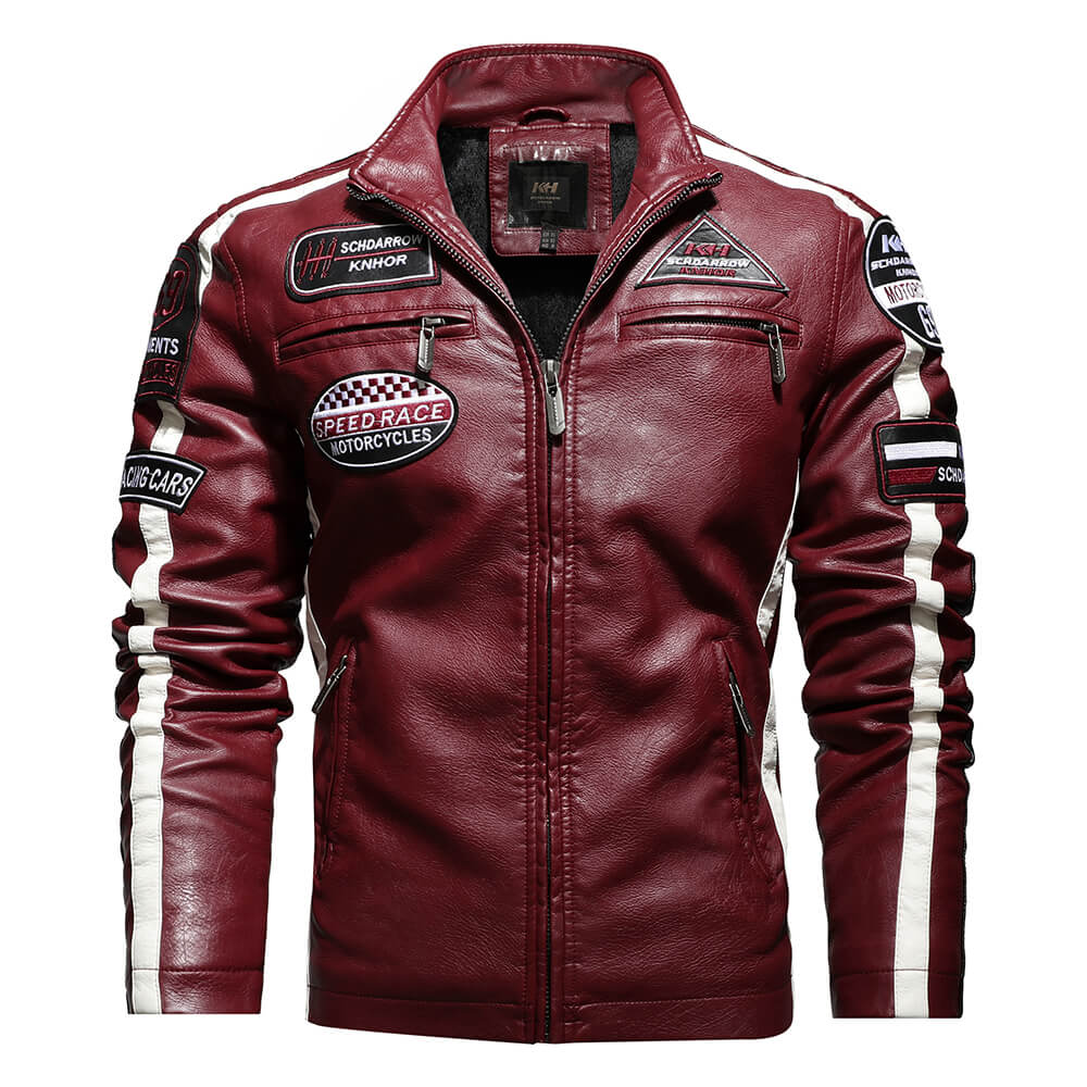 Jaqueta Motoqueiro Masculina Couro JCM03 - Jaqueta Motoqueiro Masculina Couro Casa Tech Vermelho 3 PP 