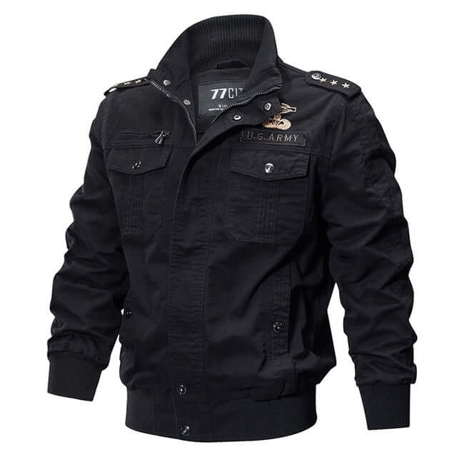 Jaqueta Tática Militar Masculina Aviador G5P8 - Jaqueta Tática Militar Masculina Aviador Casa Tech Loja Preto M Com estampa