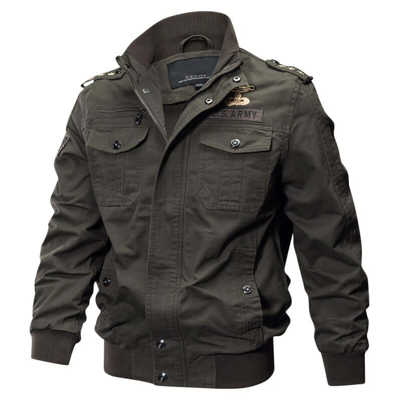 Jaqueta Tática Militar Masculina Aviador G5P8 - Jaqueta Tática Militar Masculina Aviador Casa Tech Loja Verde Escuro M Com estampa