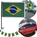 Kit 10un Bandeira do Brasil com Suporte para Carro Casa Tech Loja 