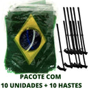 Kit 10un Bandeira do Brasil com Suporte para Carro Casa Tech Loja 
