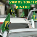 Kit 10un Bandeira do Brasil com Suporte para Carro Casa Tech Loja 