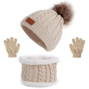 Kit Gorro, Luva e Cachecol Infantil Inverno 2022 G8P11 Casa Tech Loja BEIGE 
