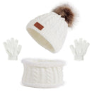 Kit Gorro, Luva e Cachecol Infantil Inverno 2022 G8P11 Casa Tech Loja BRANCO 