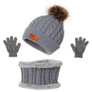 Kit Gorro, Luva e Cachecol Infantil Inverno 2022 G8P11 Casa Tech Loja CINZA 