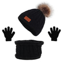 Kit Gorro, Luva e Cachecol Infantil Inverno 2022 G8P11 Casa Tech Loja PRETO 
