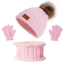 Kit Gorro, Luva e Cachecol Infantil Inverno 2022 G8P11 Casa Tech Loja ROSA 