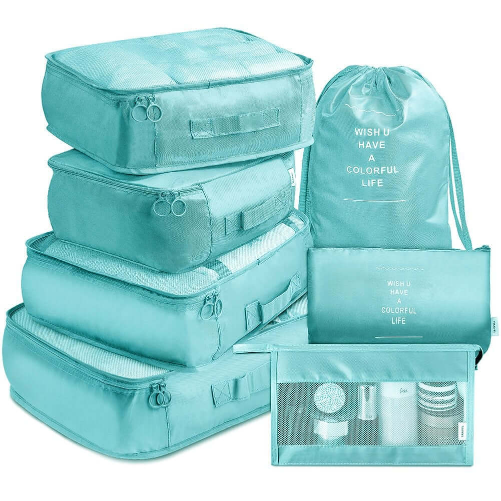 Kit Organizador de Mala de Viagem - 7 peças G10P6 - Kit Organizador de Mala de Viagem - 7 peças Casa Tech Loja Azul Bebê 