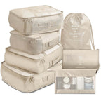 Kit Organizador de Mala de Viagem - 7 peças G10P6 - Kit Organizador de Mala de Viagem - 7 peças Casa Tech Loja Bege 