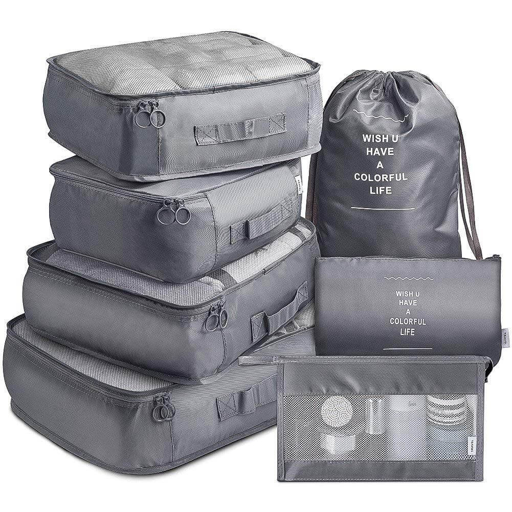 Kit Organizador de Mala de Viagem - 7 peças G10P6 - Kit Organizador de Mala de Viagem - 7 peças Casa Tech Loja Cinza 