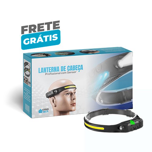 Lanterna de Cabeça Recarregável Profissional com Sensor UTI26 - Lanterna de Cabeça Recarregável Profissional com Sensor Casa Tech 