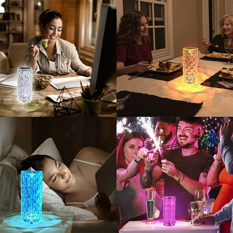 Luminária de Mesa de Cristal de LED Sensível ao Toque - 16 cores Casa Tech Loja 