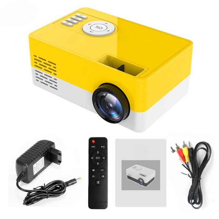 Mini Projetor Portátil HD ELE10 - Mini Projetor Portátil HD Casa Tech Loja Amarelo 