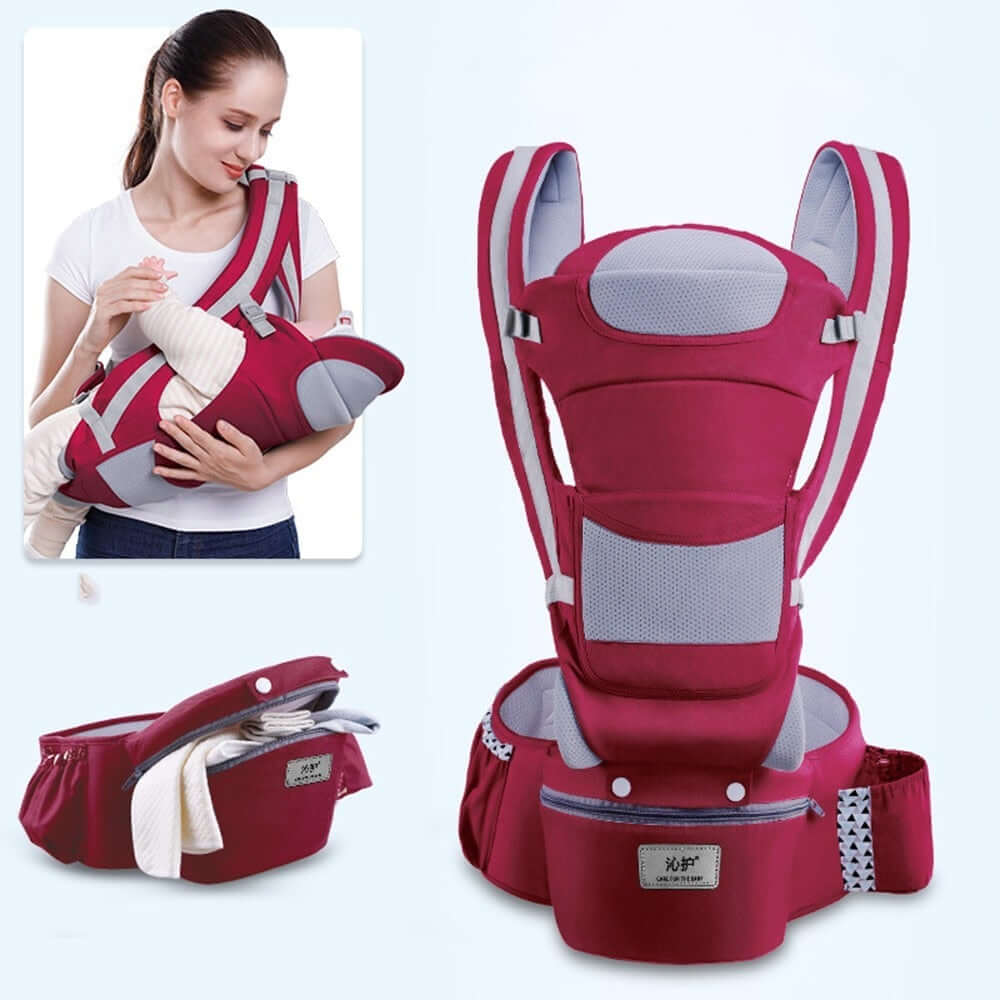 Mochila Bebê Canguru – Multi Funcional Ergonômico G7P13 - Mochila Bebê Canguru – Multi Funcional Ergonômico Casa Tech Loja Vermelho 