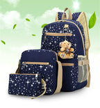 Mochila Escolar Feminina - Kit com 3 peças + 1 Chaveiro BOL28 - Mochila Escolar Feminina - Kit com 3 peças + 1 Chaveiro Casa Tech Loja 