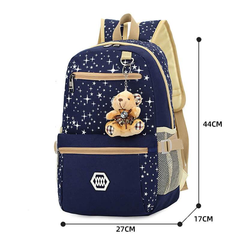 Mochila Escolar Feminina - Kit com 3 peças + 1 Chaveiro BOL28 - Mochila Escolar Feminina - Kit com 3 peças + 1 Chaveiro Casa Tech Loja 
