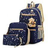 Mochila Escolar Feminina - Kit com 3 peças + 1 Chaveiro