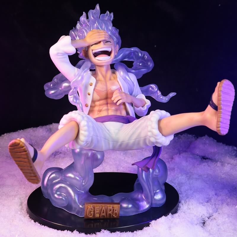 One Piece Luffy Deus Nika Gear 5 Boneco Figure Action BRI10 - One Piece Luffy Deus Nika Gear 5 Boneco Figure Action Casa Tech Branco 