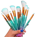 Pincel de Maquiagem de Sereia kit com 10 unidades G5P5 - Pincel Sereia Casa Tech Loja Azul Celeste 