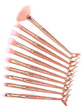 Pincel de Maquiagem de Sereia kit com 10 unidades G5P5 - Pincel Sereia Casa Tech Loja Dourado 
