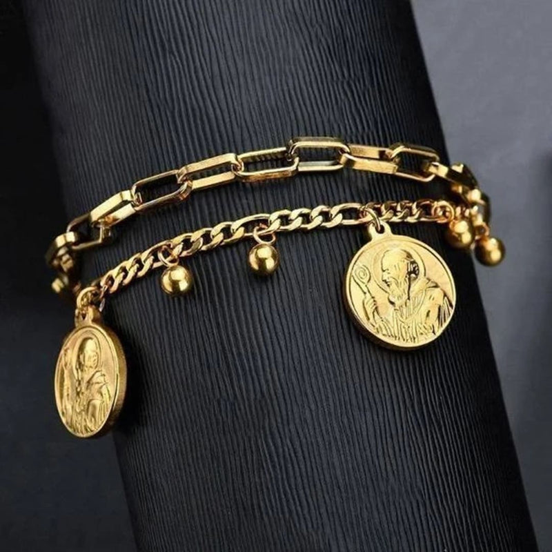 Pulseira Banhada a Ouro 18K – Pingentes de São Bento Casa Tech 