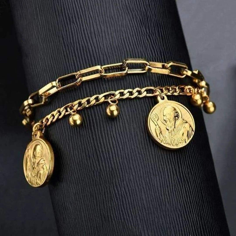 Pulseira Banhada a Ouro 18K – Pingentes de São Bento Casa Tech 