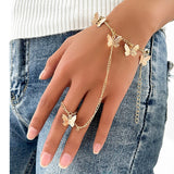 Pulseira com Anel - Conjunto Anel e Pulseira Borboleta Poderosa