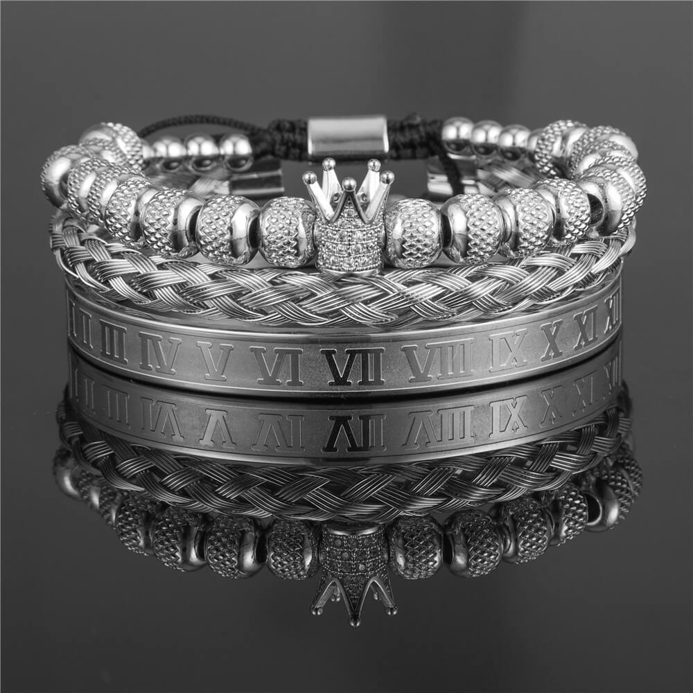 Pulseira Coroa Royale Premium ACE3 - Pulseira Coroa Royale Premium Casa Tech Loja Prata Números Romanos 