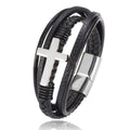 Pulseira de Couro Masculina com Crucifixo - Diversos Modelos RPM02 - Pulseira de Couro Masculina com Crucifixo Diversos Modelos Casa Tech Loja 