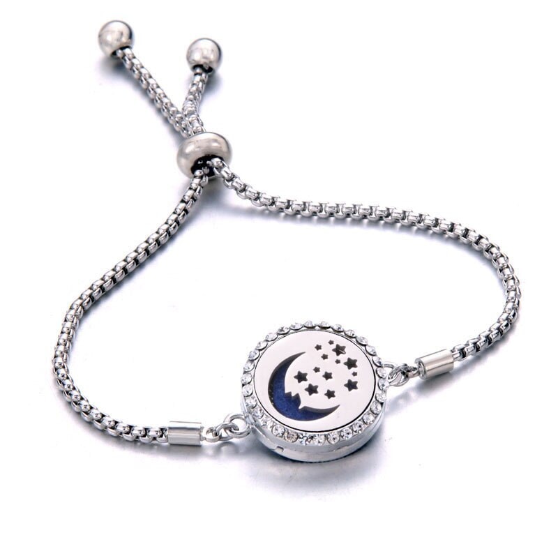 Pulseira Difusora de Perfume - Aroma terapia RPF07 - Pulseira Difusora de Perfume - Aroma terapia Casa Tech Lua e Estrelas 