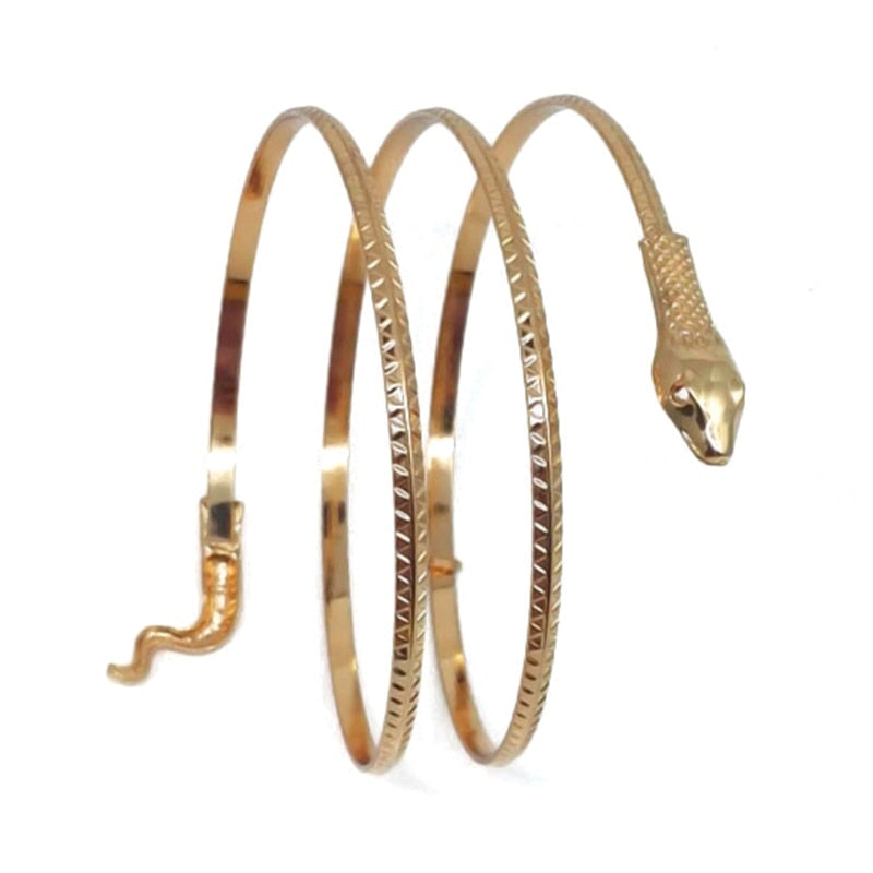 Pulseira Feminina Cobra Egípcia RPF08 - Pulseira Feminina Cobra Egípcia Casa Tech Ouro 