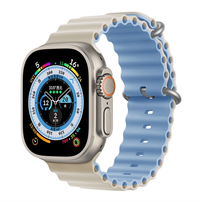 Pulseira para Smartwatch ATC03 - Pulseira para Smartwatch Casa Tech Branco e Azul 38 / 40 / 41 mm 