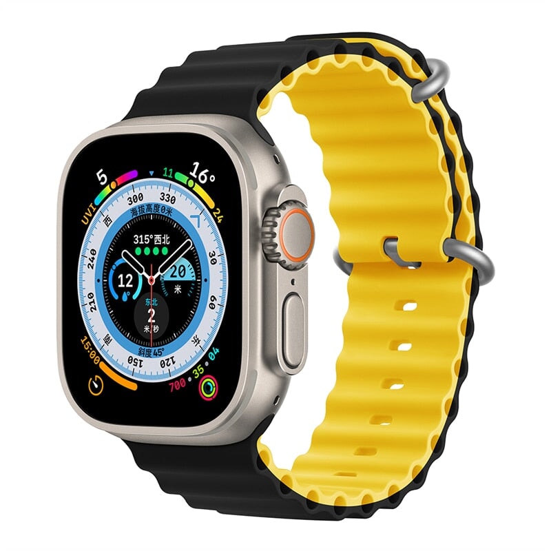 Pulseira para Smartwatch ATC03 - Pulseira para Smartwatch Casa Tech Preto e Amarelo 38 / 40 / 41 mm 