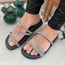 Rasteirinha Feminina Brilho Strass SCF15 - Rasteirinha Feminina Brilho Strass Casa Tech 34 Preto 