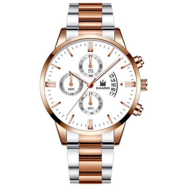 Relógio de Luxo para Homens de Negócios G2P28 - Relógio de Luxo para Homens de Negócios Casa Tech Loja Bronze e Branco 