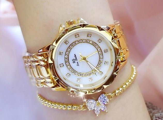 Relógio Diamante + Bracelete de brinde Feminino G1P17 - Relógio Diamante Casa Tech Loja Dourado + bracelete 