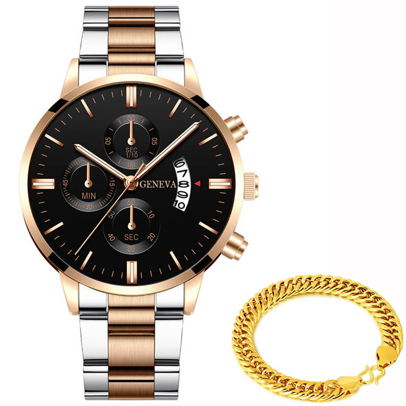 Relógio Geneva + Pulseira Brinde ACE13 - Relógio Geneva + Pulseira Brinde Casa Tech Loja Bronze e Prata 