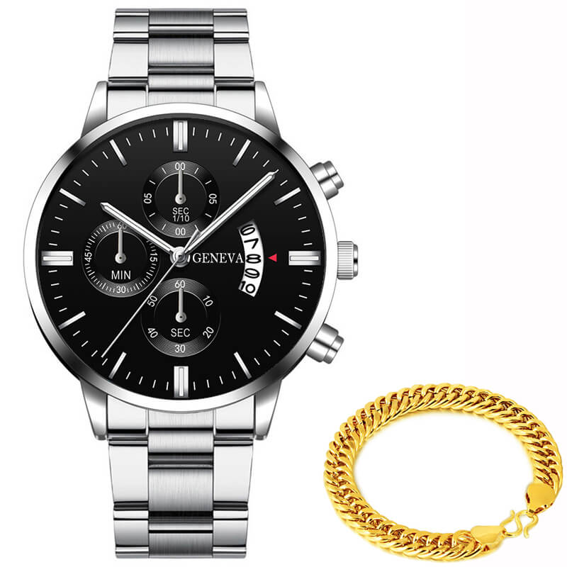 Relógio Geneva + Pulseira Brinde ACE13 - Relógio Geneva + Pulseira Brinde Casa Tech Loja Prata 