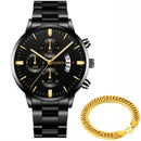 Relógio Geneva + Pulseira Brinde ACE13 - Relógio Geneva + Pulseira Brinde Casa Tech Loja Preto e Dourado 