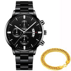 Relógio Geneva + Pulseira Brinde ACE13 - Relógio Geneva + Pulseira Brinde Casa Tech Loja Preto e Prata 