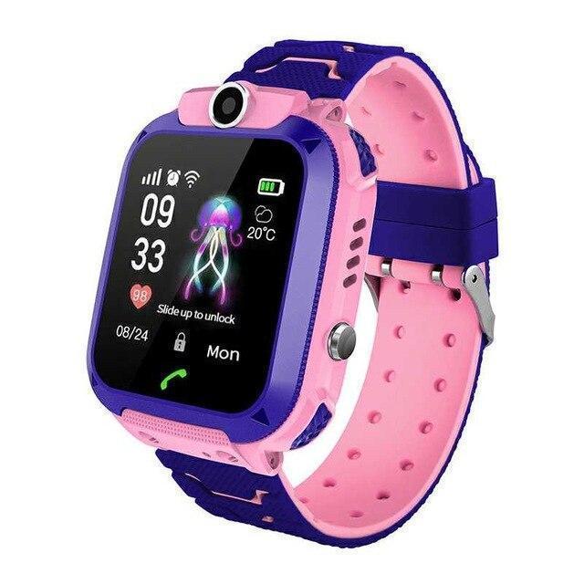 Relógio Infantil Q12b - GPS, Câmera e botão SOS Casa Tech Loja Rosa com Roxo 