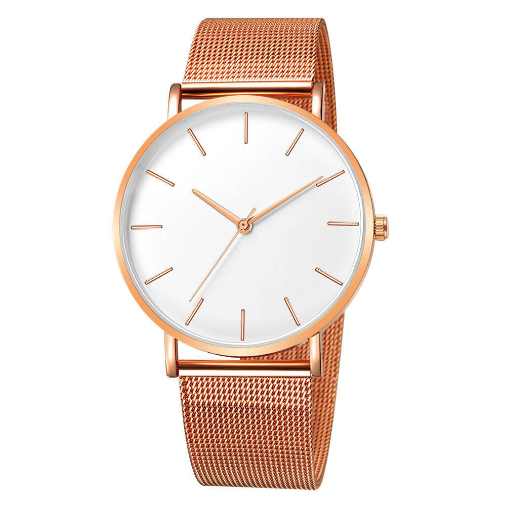 Relógio Minimalista Masculino Military ACE11 - Relógio Minimalista Masculino Military Casa Tech Loja Bronze e Branco 