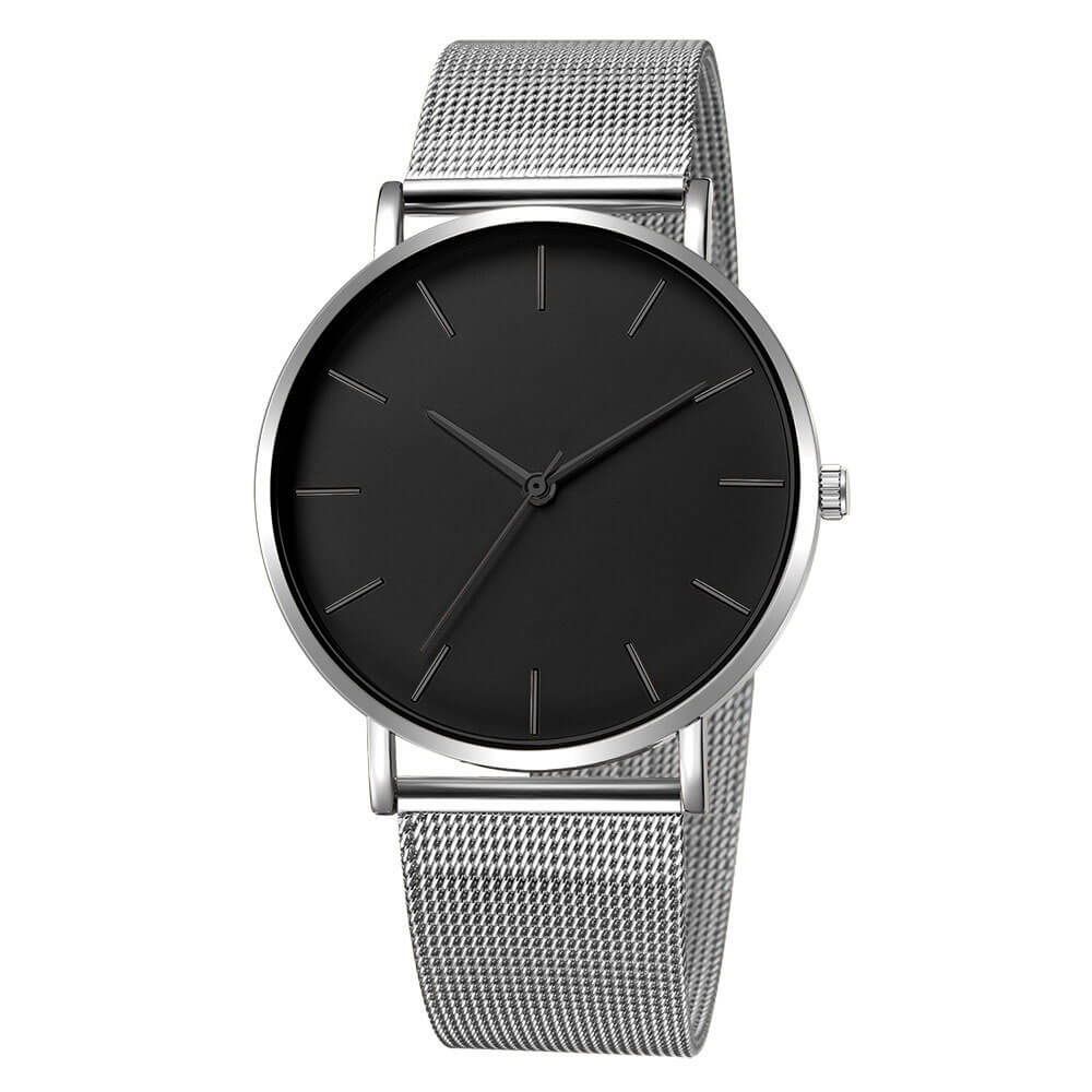Relógio Minimalista Masculino Military ACE11 - Relógio Minimalista Masculino Military Casa Tech Loja Prata e Preto 