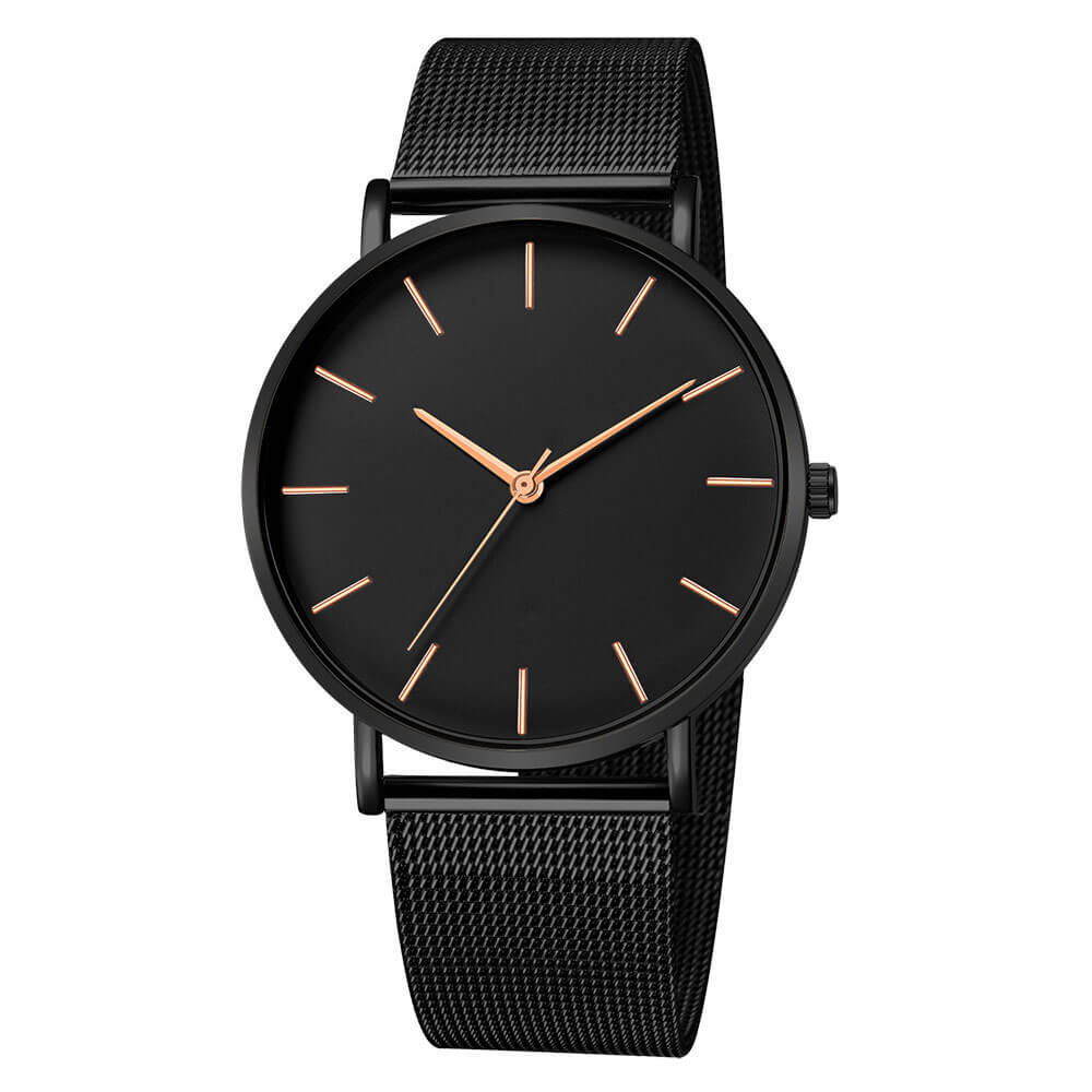 Relógio Minimalista Masculino Military ACE11 - Relógio Minimalista Masculino Military Casa Tech Loja Preto e Bronze 
